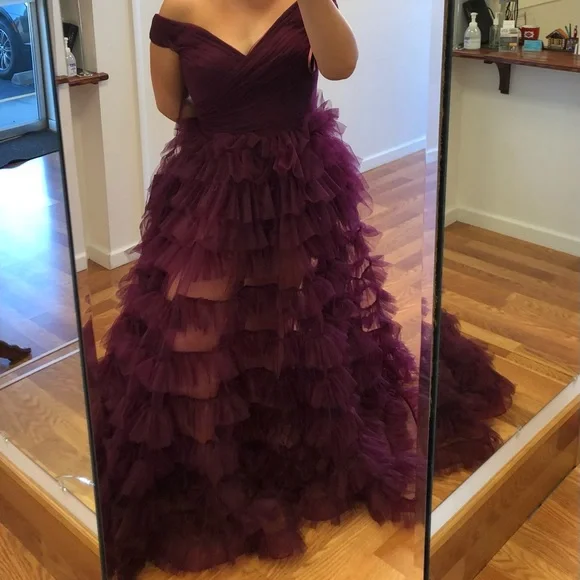 Beautiful Le Femme floor length gown in dark berry! - Picture 5 of 5